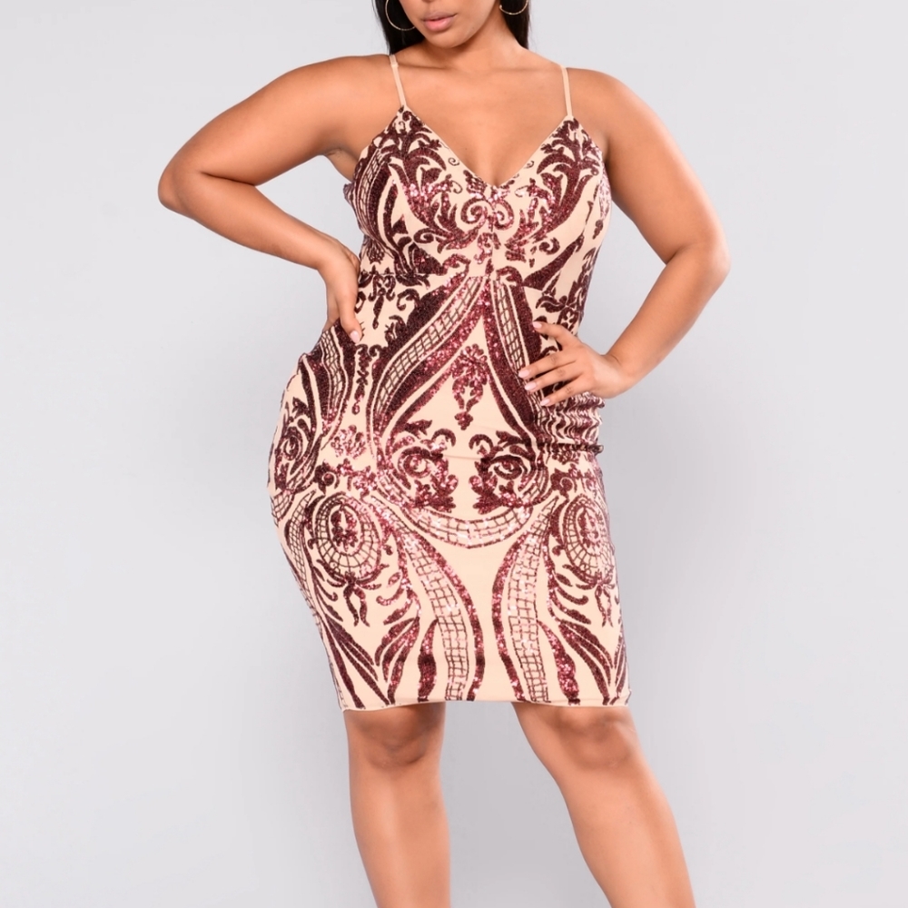 Shop 17 Nude Sequins Design Dress L